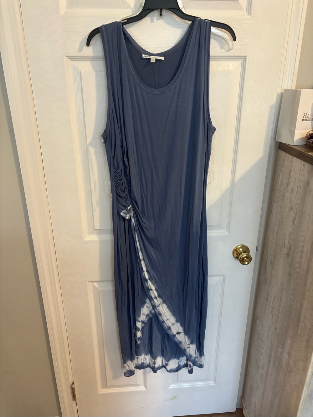 Sleeveless Blue Tie-Dye Accent Maxi Dress/Cover Up